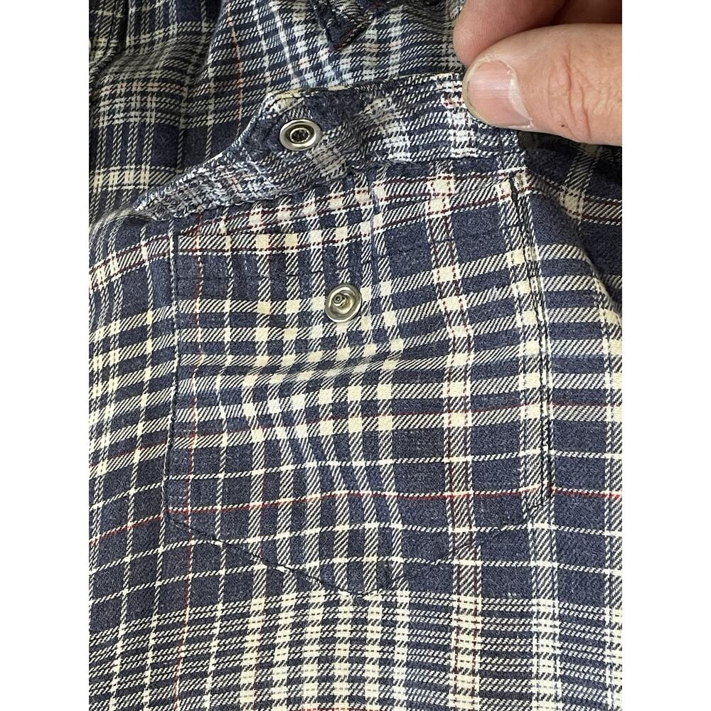 Guess LA 1981 -Blue Plaid Flannel Pearl Snap Button Up Shirt Women’s Sz Medium - Picture 10 of 16